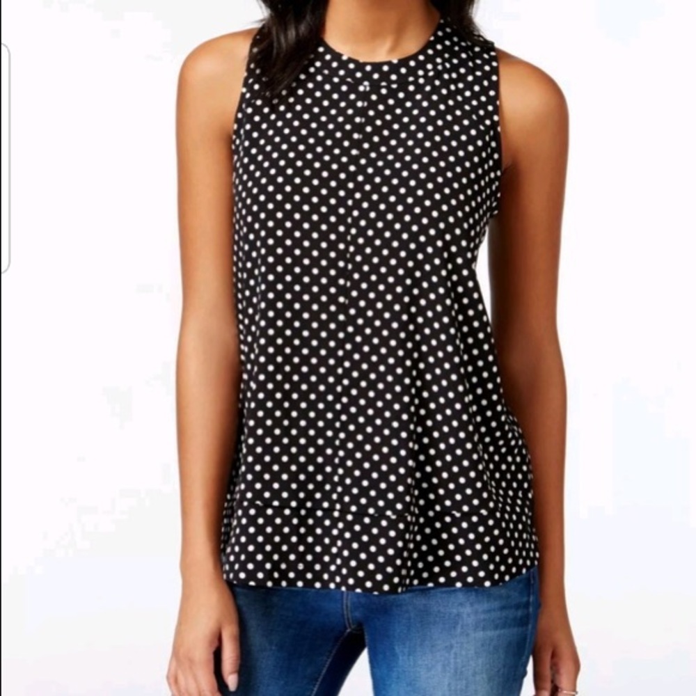 NWT Maison Jules sleeveless polka dot blouse